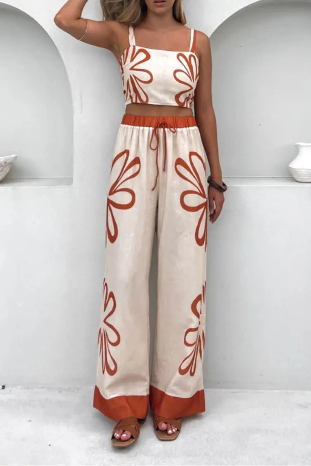 Smocked Square Neck Cami and Pants Set - Ramm Clothing Ink