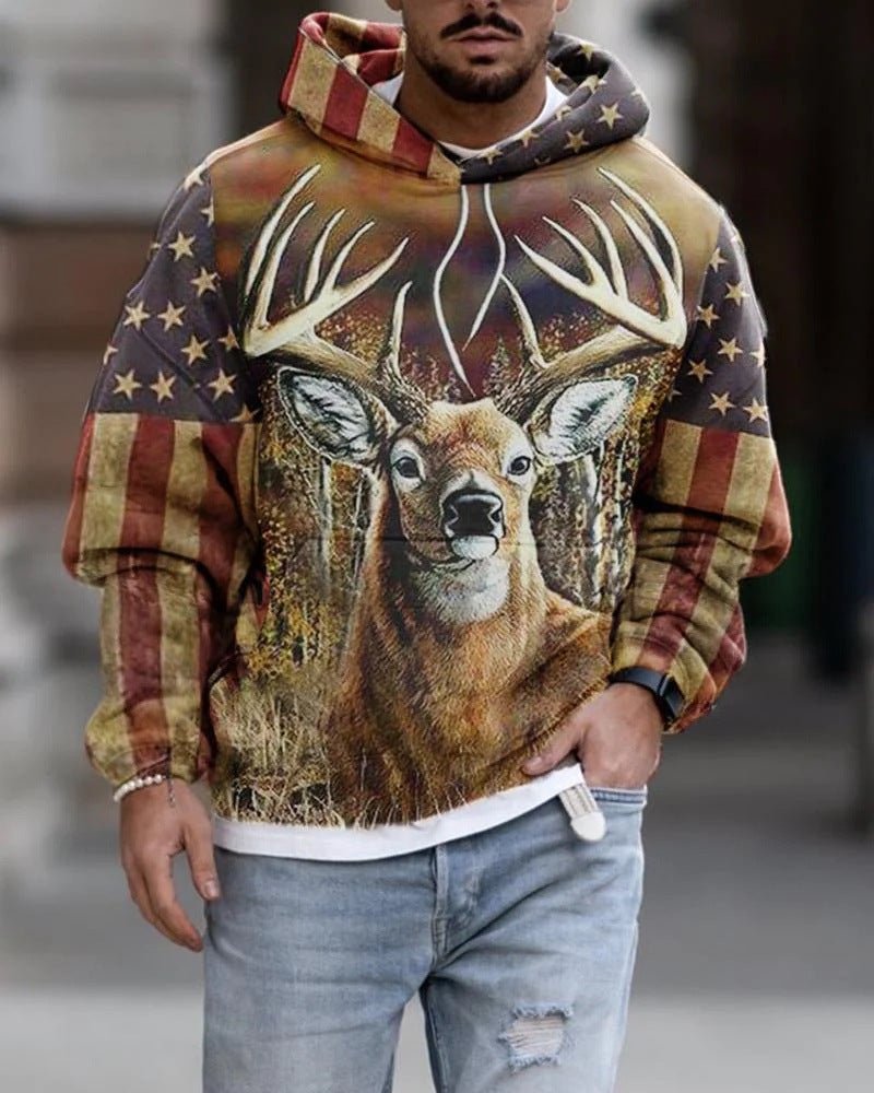 Spring And Autumn Fashion Hooded Sweatshirt American Flag Street Fashion - Ramm Clothing Ink