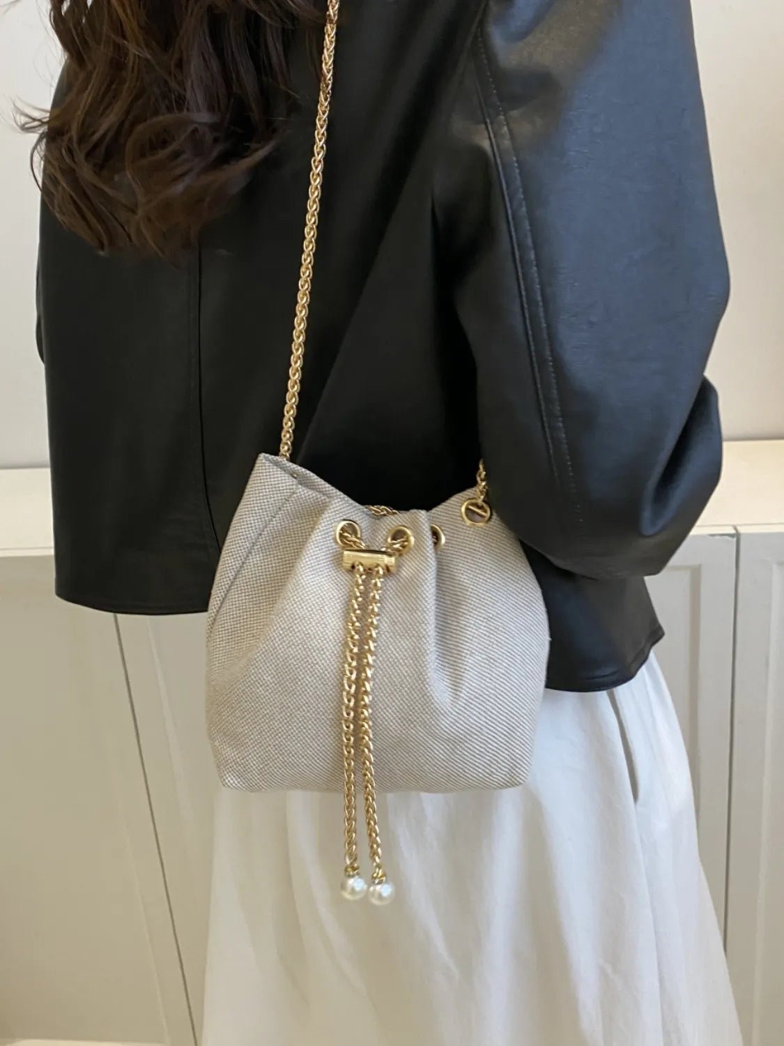 Straw Braided Chain Bucket Bag - Ramm Clothing Ink