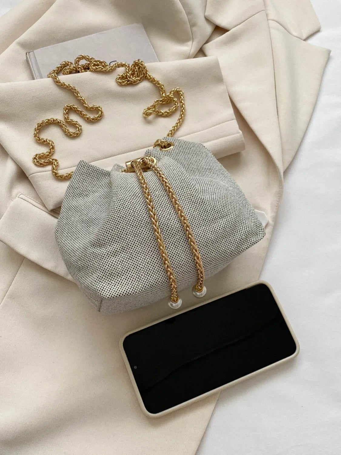 Straw Braided Chain Bucket Bag - Ramm Clothing Ink