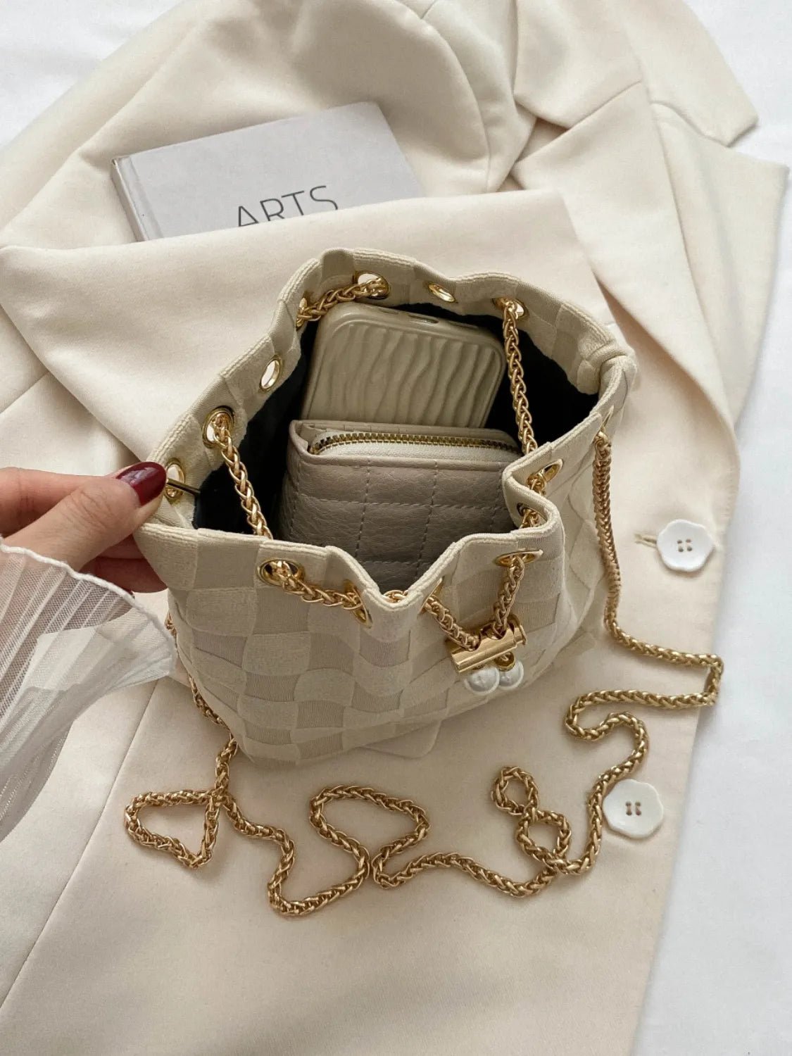 Straw Braided Chain Bucket Bag - Ramm Clothing Ink