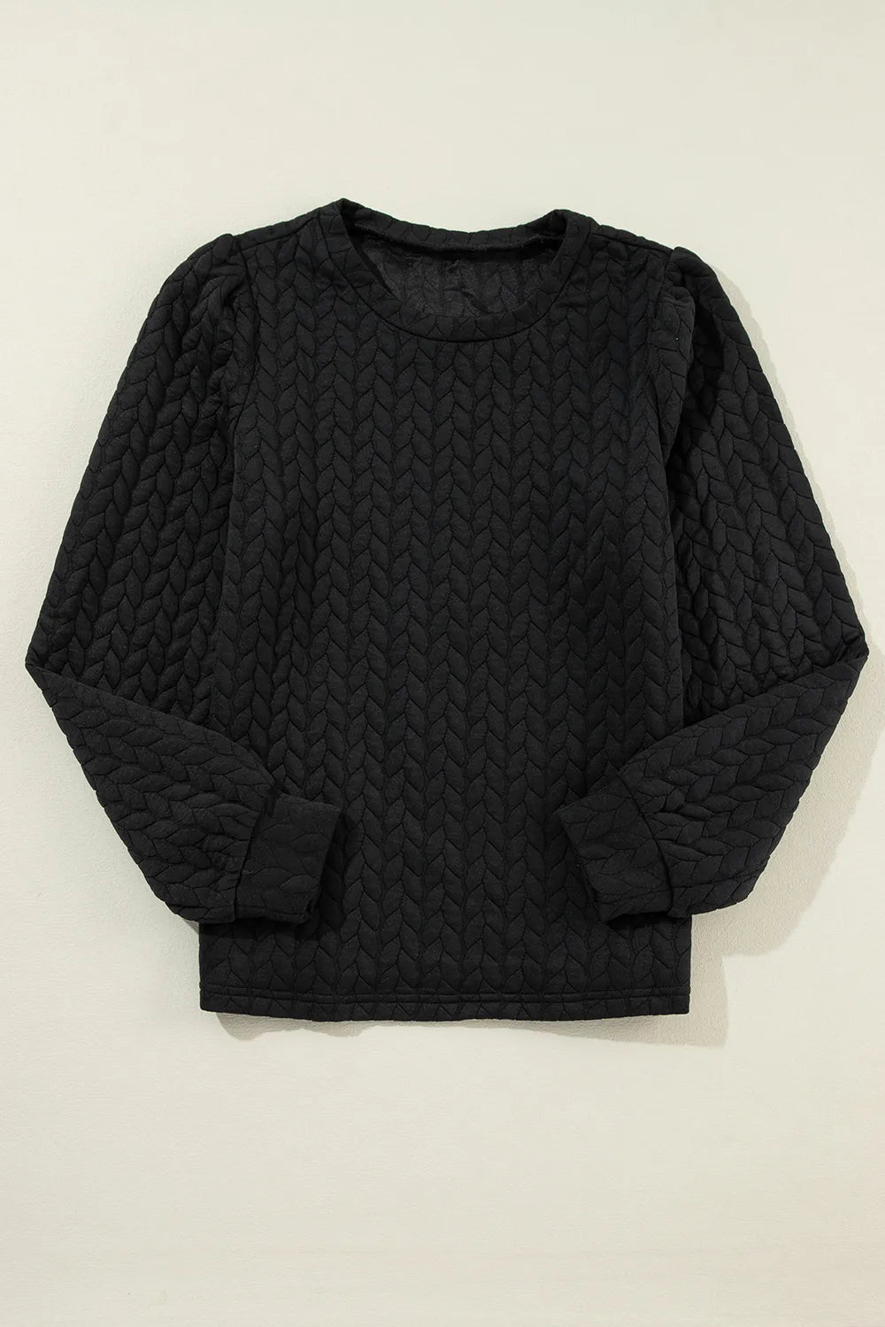 Texture Round Neck Long Sleeve Sweatshirt - Ramm Clothing Ink