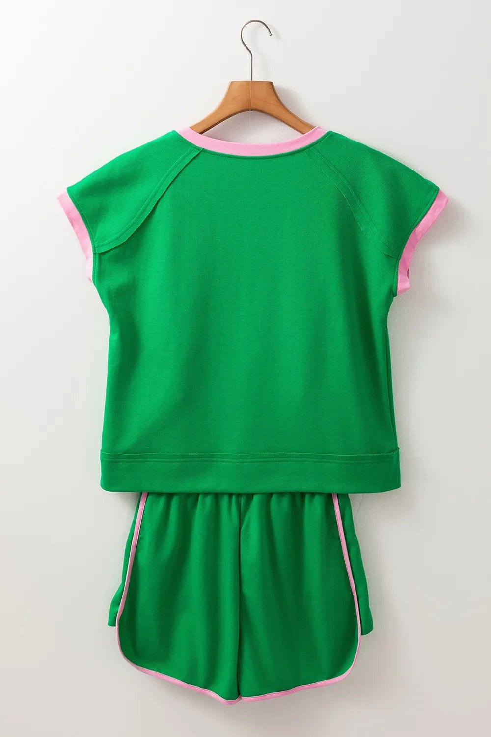 Two Tone Contrast Textured Crewneck Tee and Shorts Set - Ramm Clothing Ink