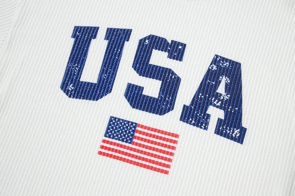 US Flag Corded Long Sleeve Sweatshirt - Ramm Clothing Ink