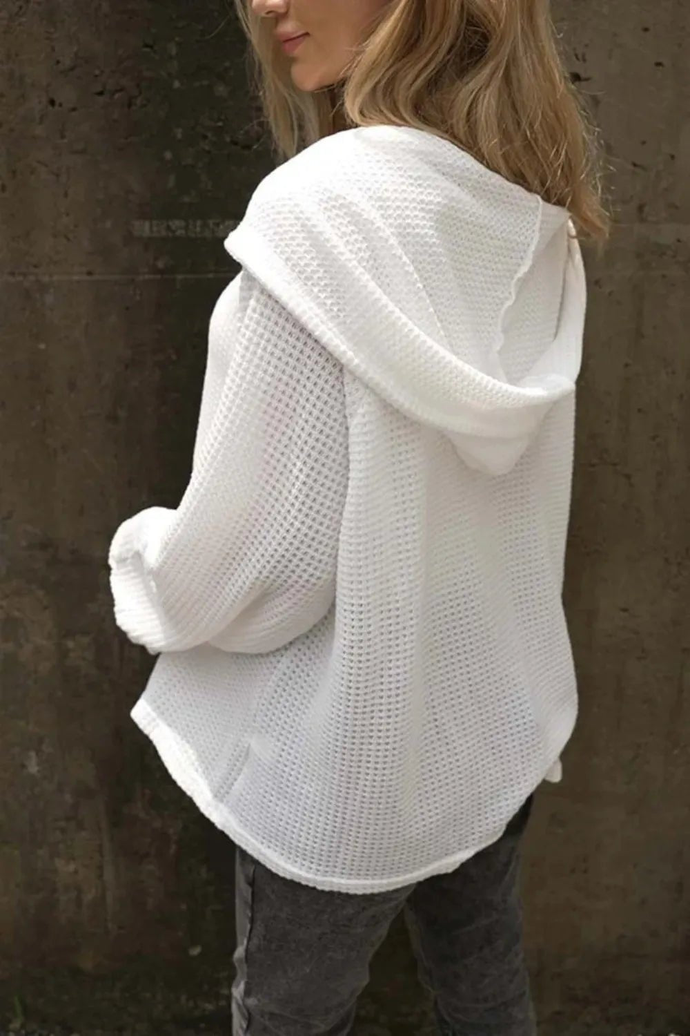 V - neck casual loose long sleeved hoodie - Ramm Clothing Ink