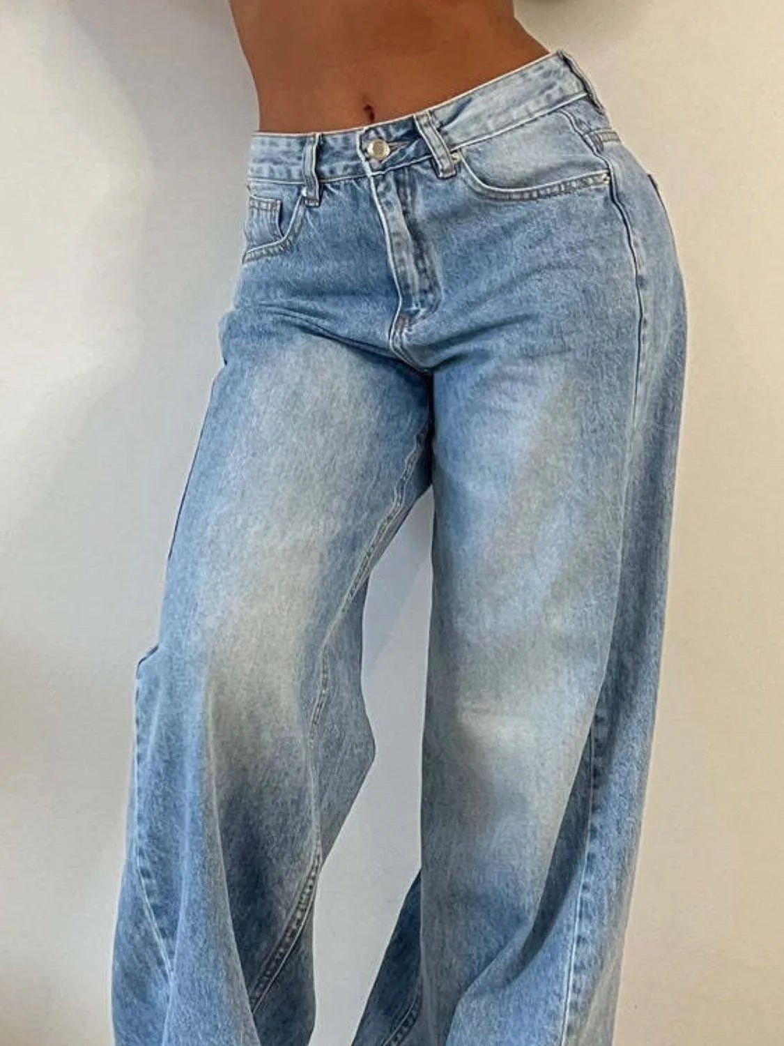 Wide Leg Jeans with Pockets - Ramm Clothing Ink