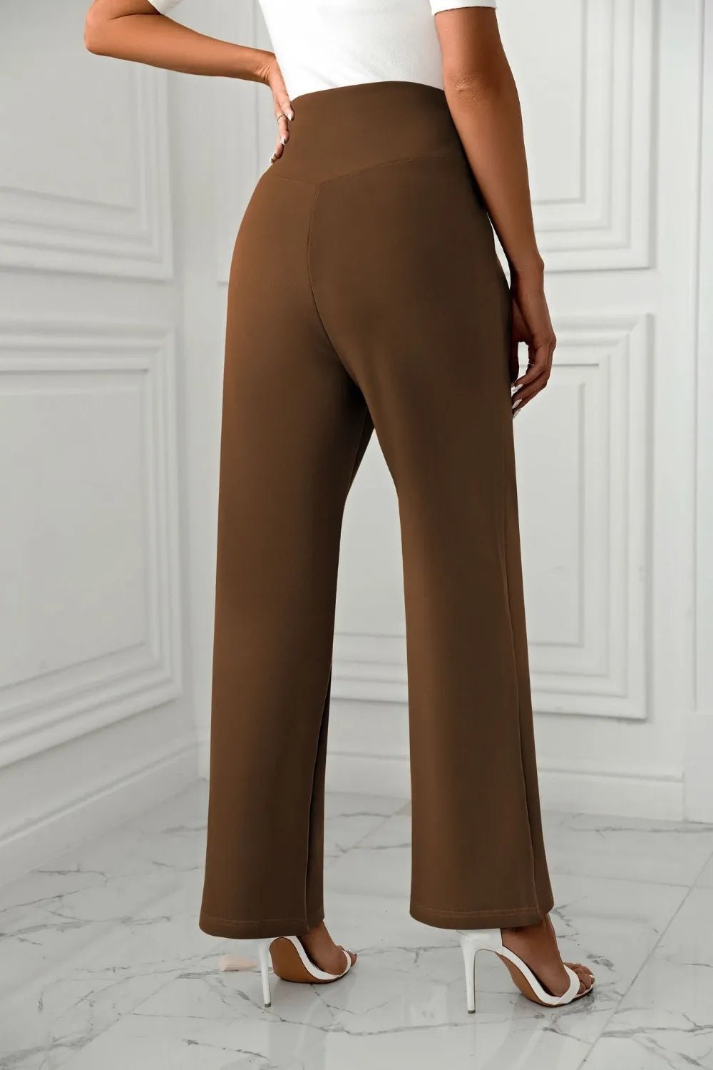 Women's cross casual high waisted straight leg sports stretch long pants - Ramm Clothing Ink