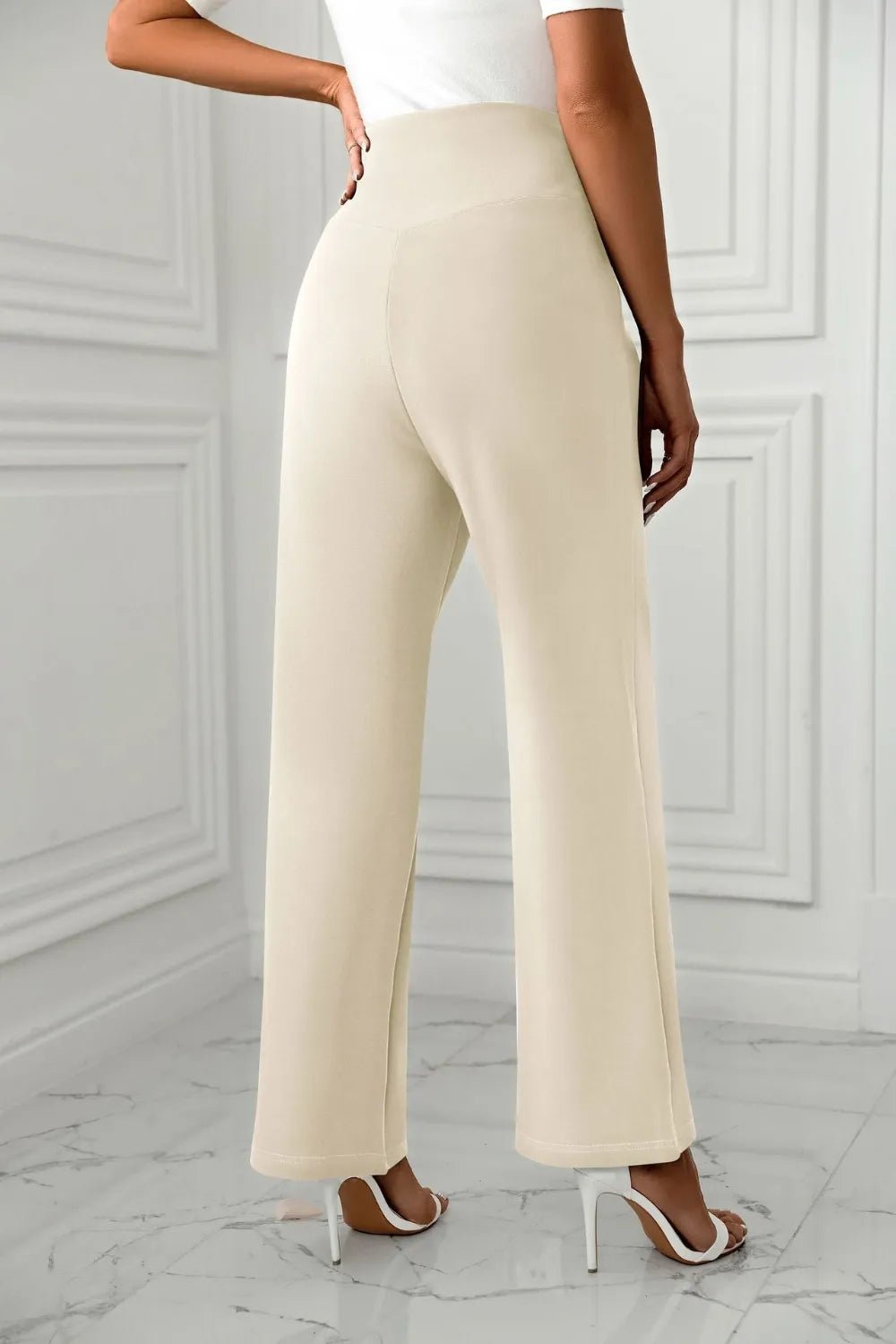 Women's cross casual high waisted straight leg sports stretch long pants - Ramm Clothing Ink