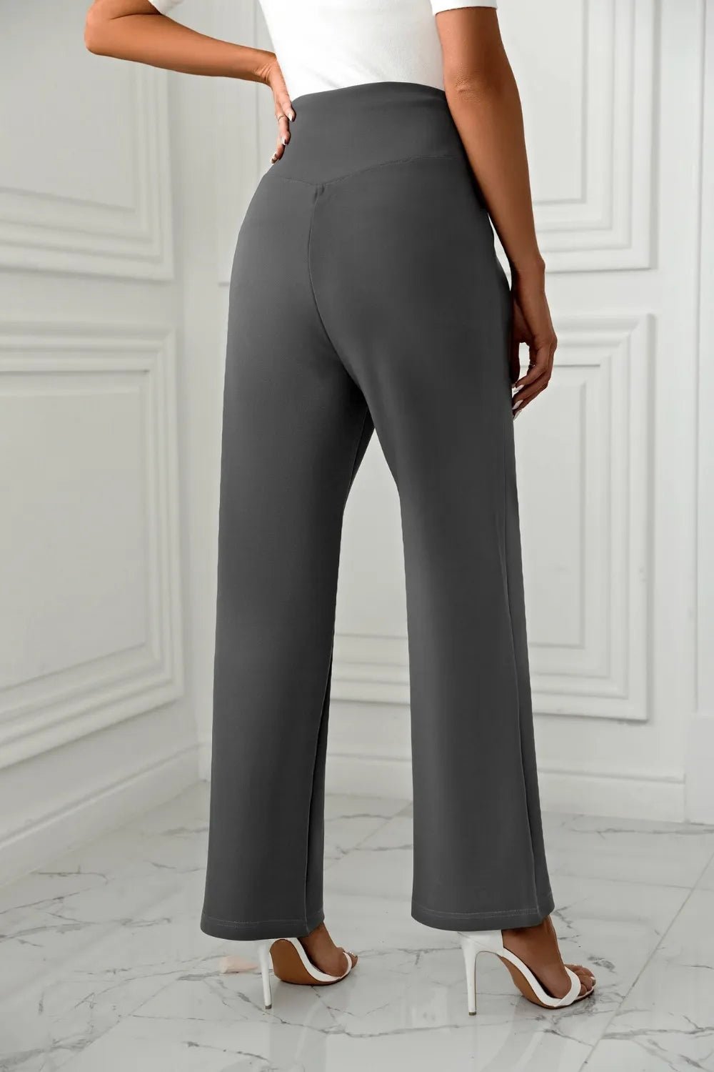 Women's cross casual high waisted straight leg sports stretch long pants - Ramm Clothing Ink