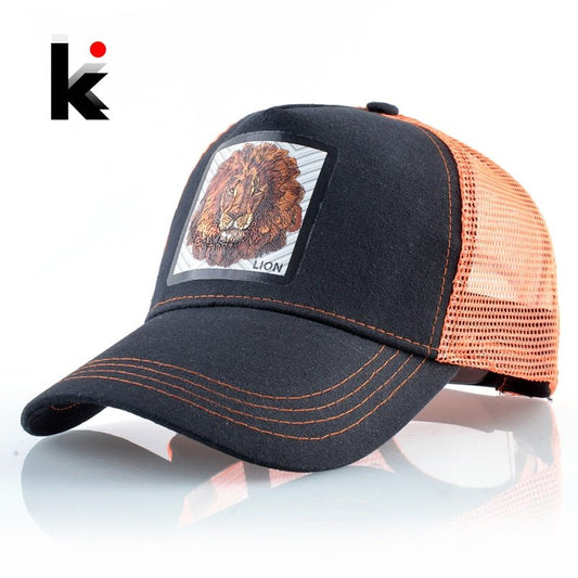 Breathable Mesh Baseball Cap Men Women Fashion Trucker Caps Snapback Hip Hop Baseball Hat With Lion Patck Streetwear Visor Hats - Ramm Clothing Ink