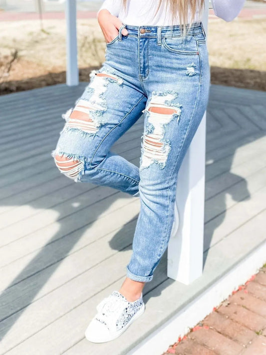 Distressed Skinny Jeans - Ramm Clothing Ink