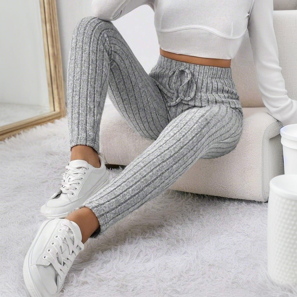 European and American fashionable and simple knitted casual pants tight fitting and leg slimming pants - Ramm Clothing Ink