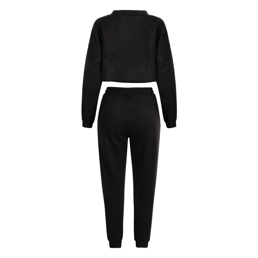 Fashion Solid Color Long - Sleeved Loose Casual Two - Piece Suit - Ramm Clothing Ink
