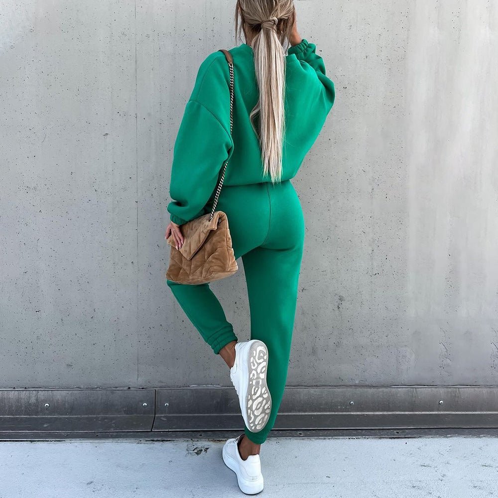 Fashion Solid Color Long - Sleeved Loose Casual Two - Piece Suit - Ramm Clothing Ink