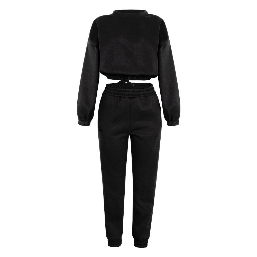 Fashion Solid Color Long - Sleeved Loose Casual Two - Piece Suit - Ramm Clothing Ink