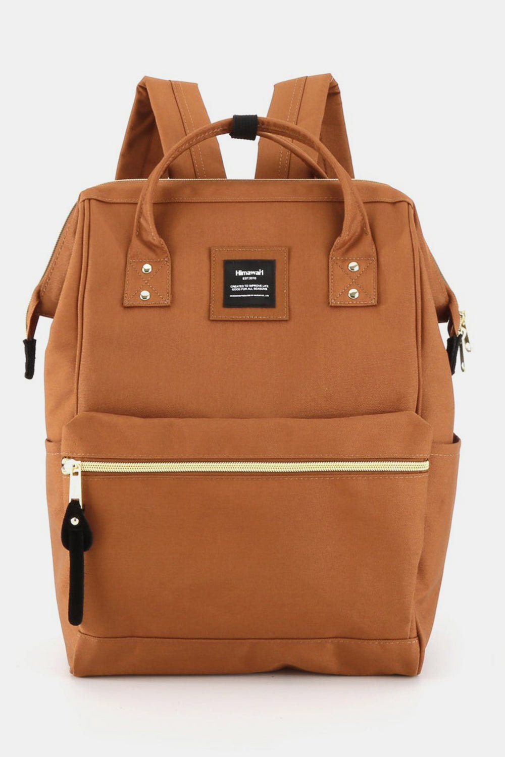 Himawari Waterproof Canvas Backpack Bag with Side Pockets - Ramm Clothing Ink