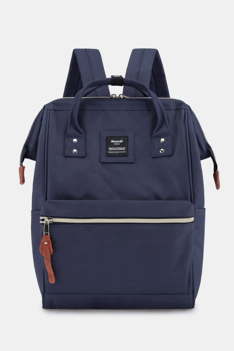 Himawari Waterproof Canvas Backpack Bag with Side Pockets - Ramm Clothing Ink