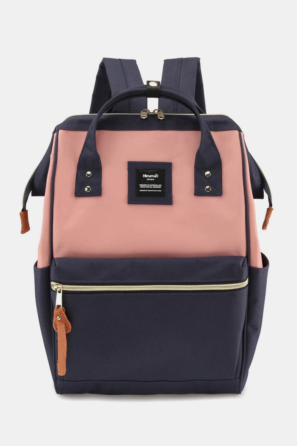 Himawari Waterproof Canvas Backpack Bag with Side Pockets - Ramm Clothing Ink
