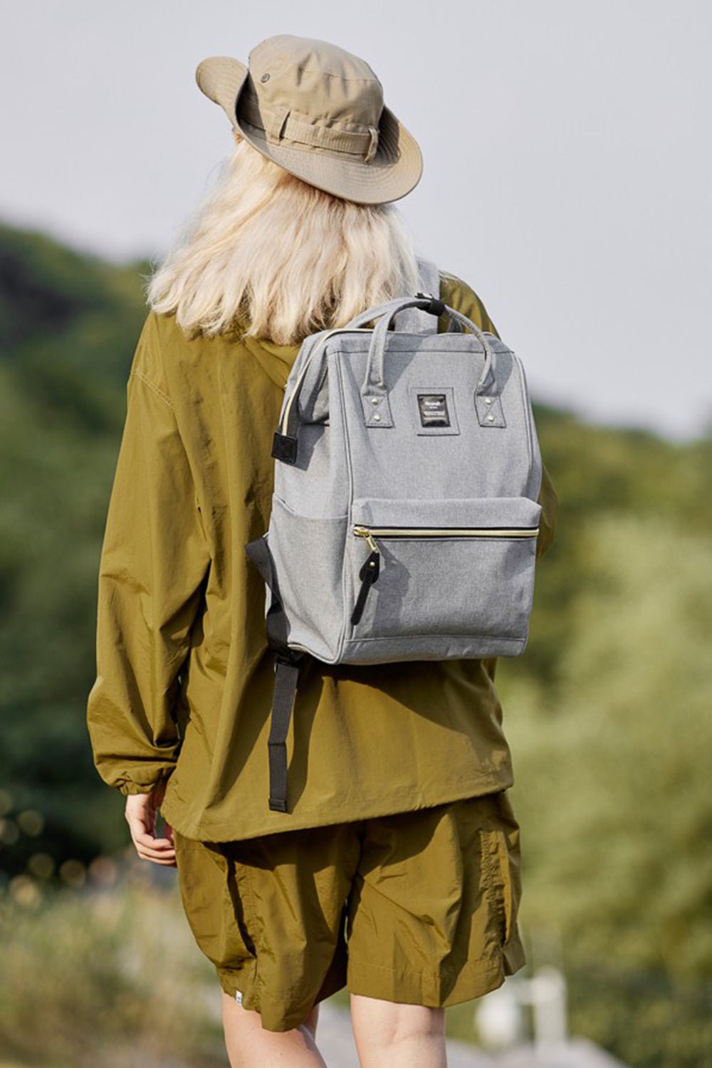 Himawari Waterproof Canvas Backpack Bag with Side Pockets - Ramm Clothing Ink