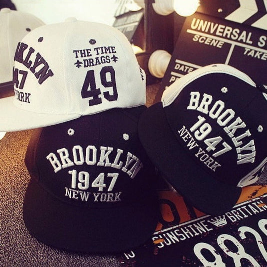 Hip Hop Hat Black And White Elements 1947 Letters Peaked Cap - Ramm Clothing Ink