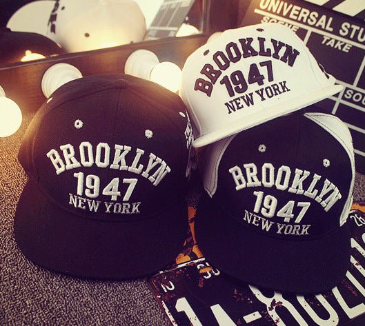 Hip Hop Hat Black And White Elements 1947 Letters Peaked Cap - Ramm Clothing Ink