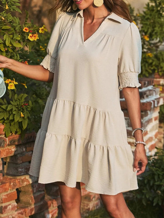 Johnny Collar Short Sleeve Mini Dress - Ramm Clothing Ink