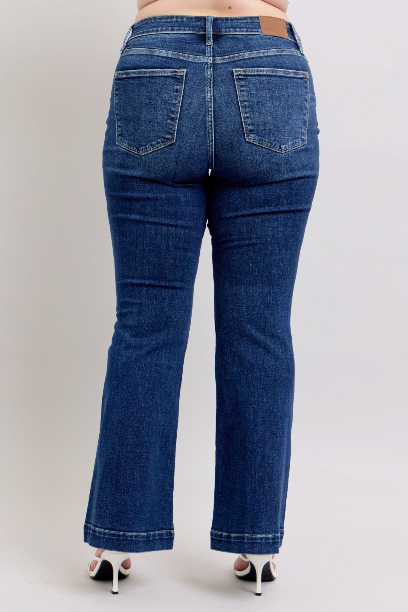 Judy Blue Full Size High Rise Flare Jeans with Pockets Plus Size - Ramm Clothing Ink