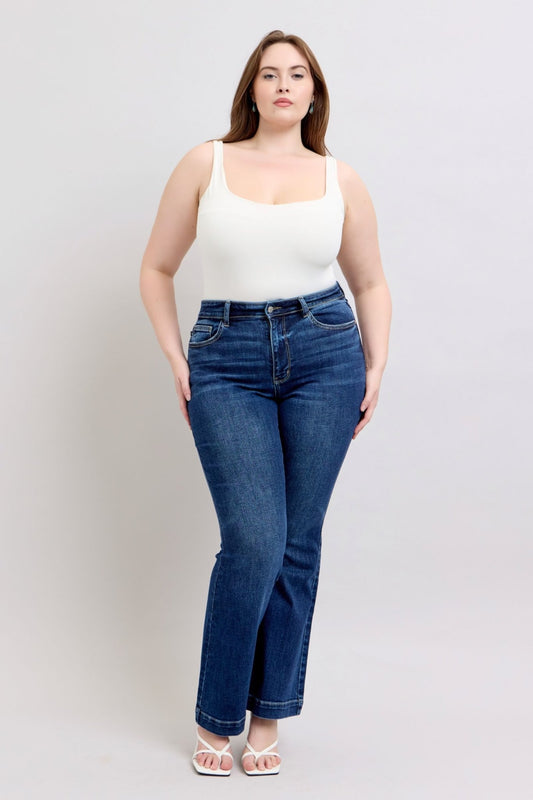 Judy Blue Full Size High Rise Flare Jeans with Pockets Plus Size - Ramm Clothing Ink