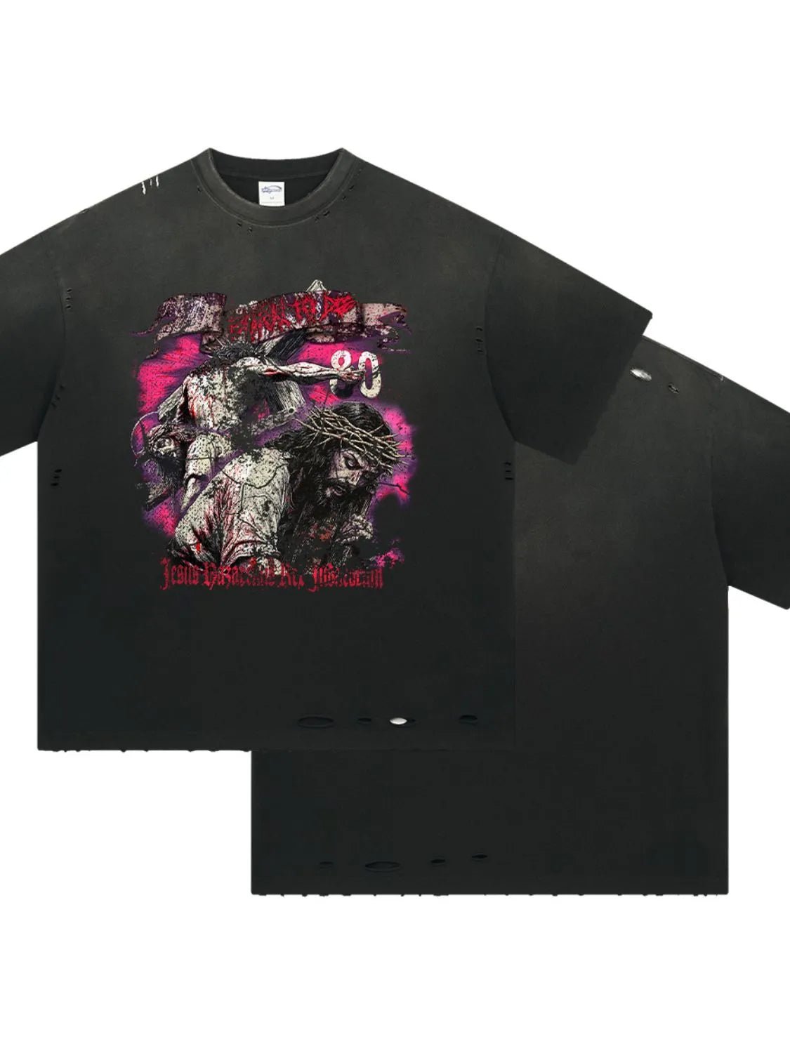 Men's Distressed Detail Round Neck Graphic T-Shirt - Ramm Clothing Ink