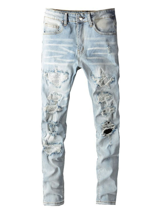 Men's Distressed Jeans with Pockets - Ramm Clothing Ink