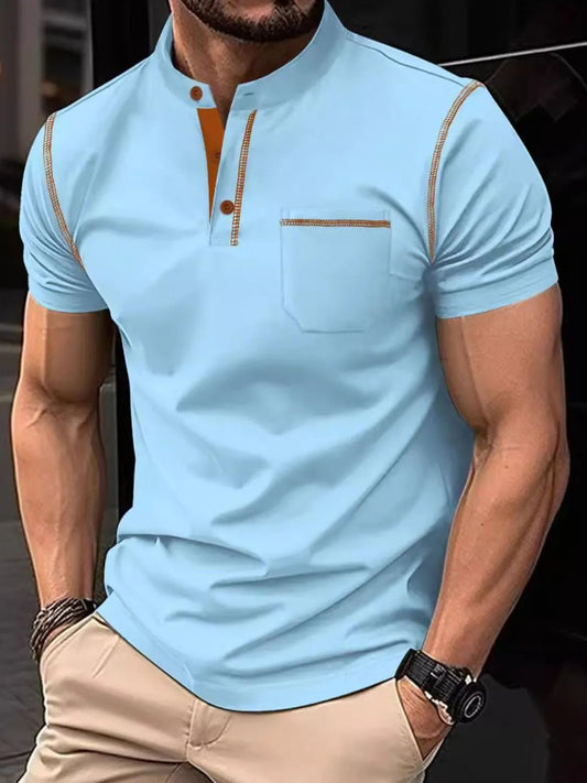 Men's Full Size Button Detail Short Sleeve Polo Plus Size - Ramm Clothing Ink