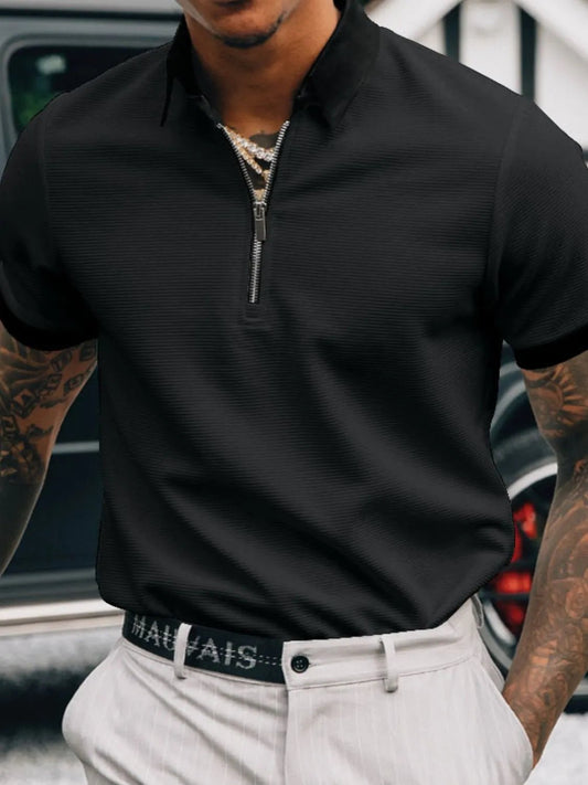 Men's Full Size Collared Neck Short Sleeve Polo Plus Size - Ramm Clothing Ink