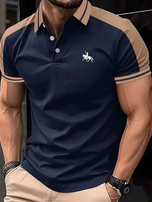Men's Full Size Embroidered Collared Neck Short Sleeve Polo Plus Size - Ramm Clothing Ink