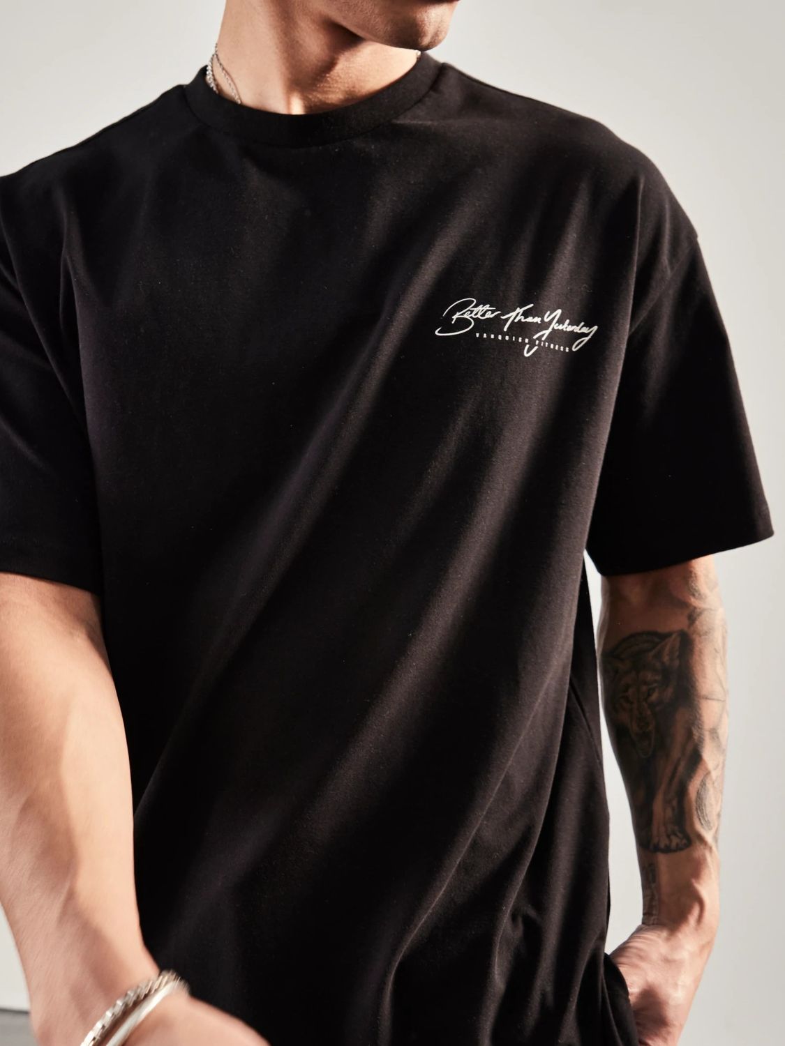 Men's Plus Size Letter Graphic Round Neck Half Sleeve T-Shirt - Ramm Clothing Ink