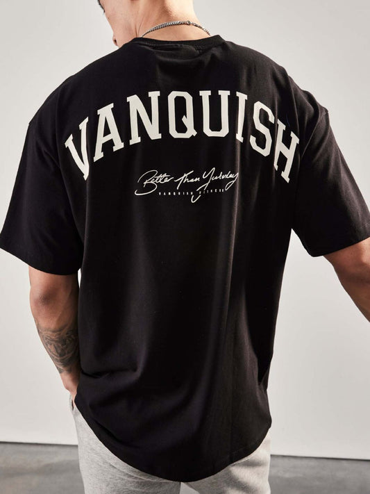 Men's Plus Size Letter Graphic Round Neck Half Sleeve T-Shirt - Ramm Clothing Ink