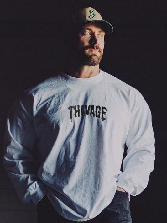 Men's Plus Size Letter Round Neck Long Sleeve T-Shirt - Ramm Clothing Ink