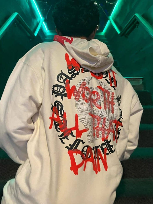 Men's Rhinestone Letter Zip Up Hoodie - Ramm Clothing Ink