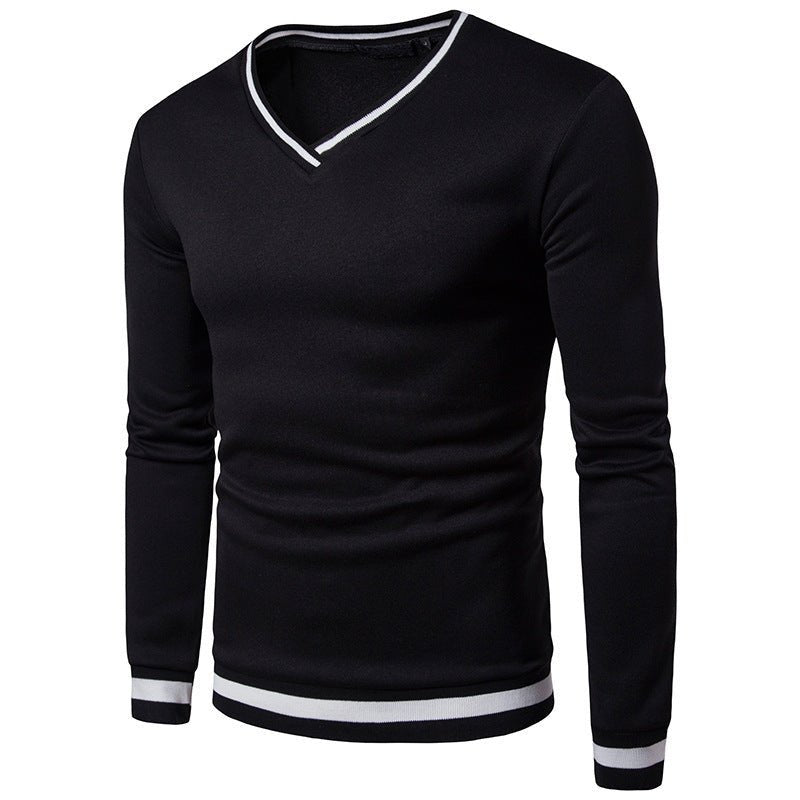 Men's Spring And Autumn Black And White Color Matching Luokou Casual Sweater - Ramm Clothing Ink