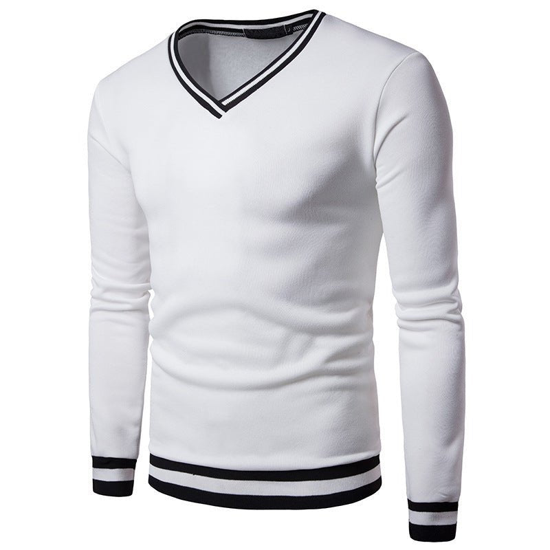 Men's Spring And Autumn Black And White Color Matching Luokou Casual Sweater - Ramm Clothing Ink