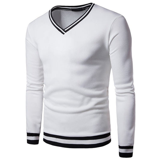 Men's Spring And Autumn Black And White Color Matching Luokou Casual Sweater - Ramm Clothing Ink