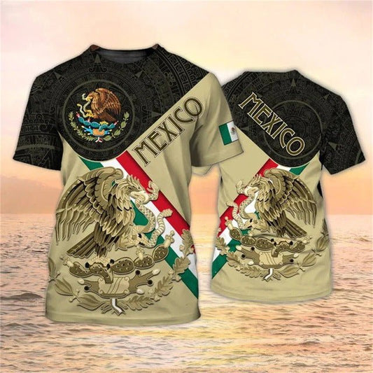Mexican Eagle Pattern T-shirt Fashion 3D - Ramm Clothing Ink