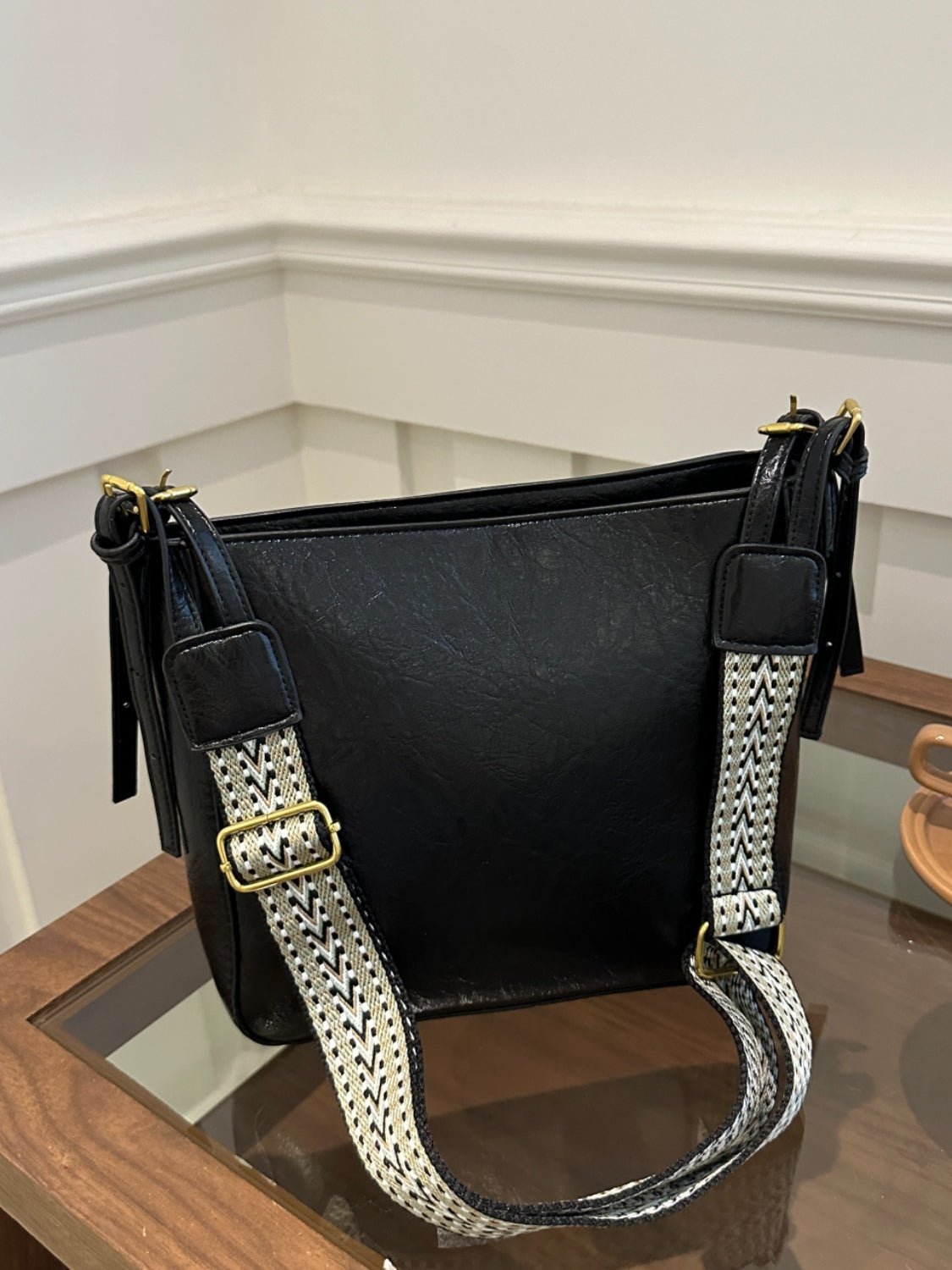 PU Leather Adjustable Strap Crossbody Bag with Pouch - Ramm Clothing Ink