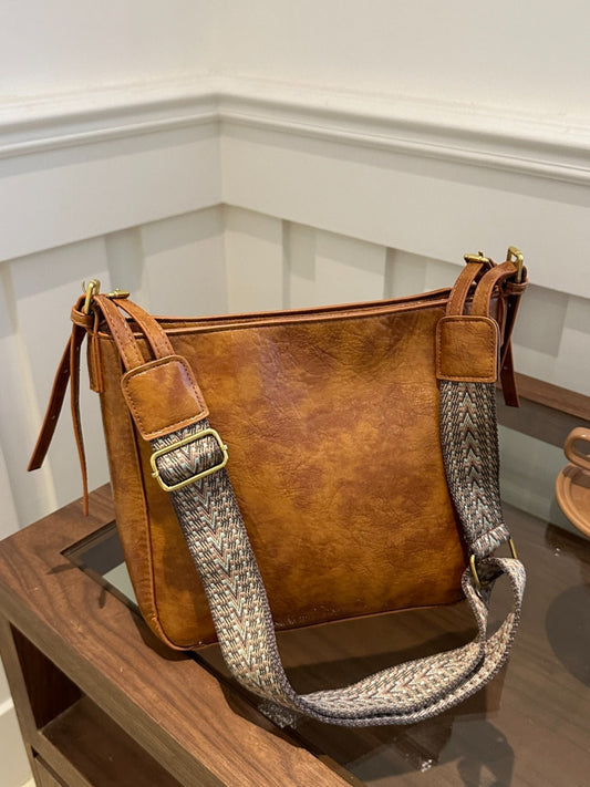 PU Leather Adjustable Strap Crossbody Bag with Pouch - Ramm Clothing Ink