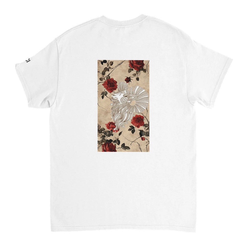 Ramm Original T-Shirt - Ancient Ram with Beautiful Roses Design - Ramm Clothing Ink