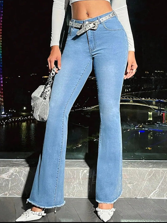 Raw Hem Bootcut Jeans with Pockets - Ramm Clothing Ink
