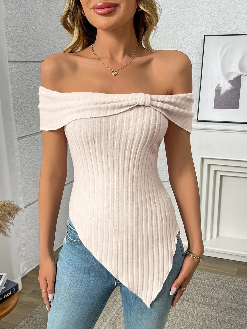 Ribbed Off-Shoulder