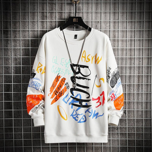 SingleRoad Mens Crewneck Sweatshirt Men Harajuku Oversized Japanese Streetwear Hip Hop Black Hoodie Men Sweatshirts Hoodies - Ramm Clothing Ink