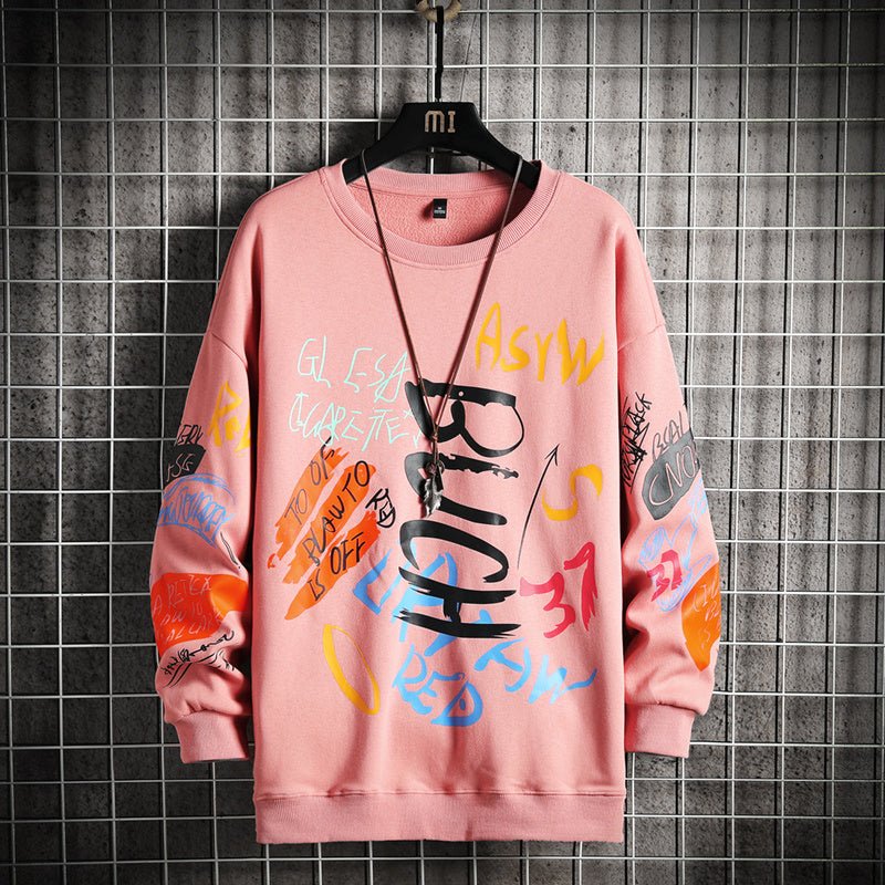 SingleRoad Mens Crewneck Sweatshirt Men Harajuku Oversized Japanese Streetwear Hip Hop Black Hoodie Men Sweatshirts Hoodies - Ramm Clothing Ink