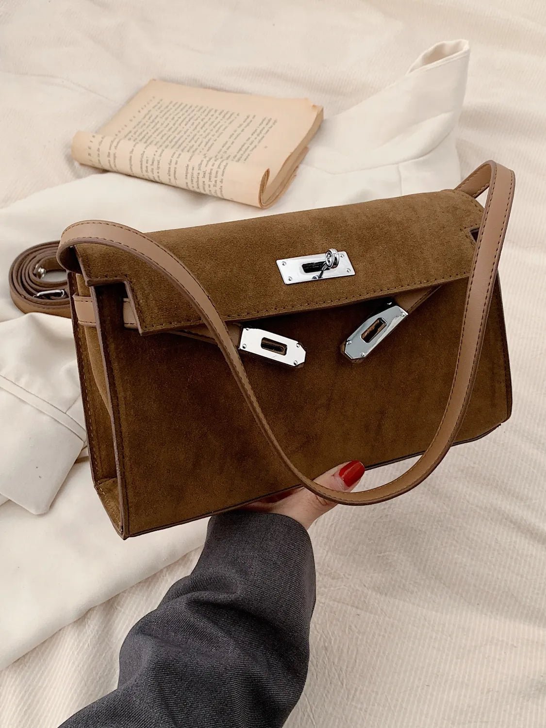 Solid Color Polyester Shoulder Bag - Ramm Clothing Ink