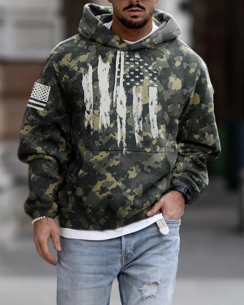 Spring And Autumn Fashion Hooded Sweatshirt American Flag Street Fashion - Ramm Clothing Ink